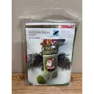 Vintage Bernat Holiday Ideas Santa Stocking Stitchery Kit NOS 1979 Mr. Christmas